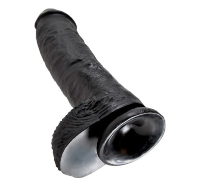 King Cock - Realistyczne Dildo Z Żołędziem Jądrami I Żyłkami 25 CM Czarny